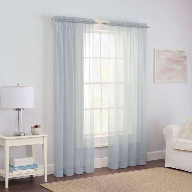 Pairs to Go Victoria Voile Modern Sheer Rod Pocket Window Curtains for Living Room 2 Panels  59 in x 84 in  Grey  2 Count