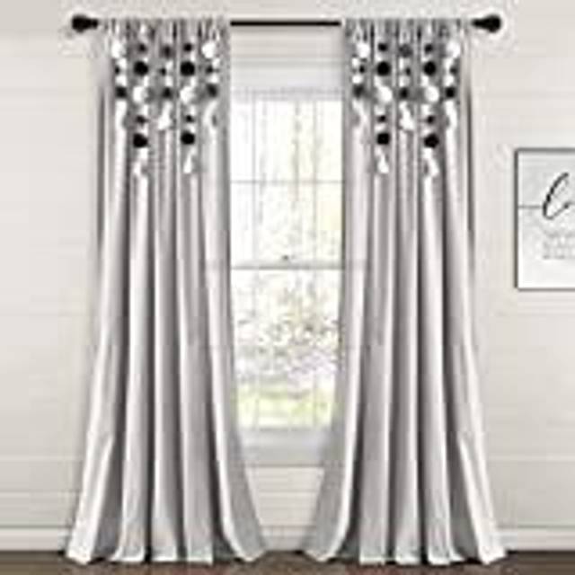 Lush Decor Boho Pom Pom Tassel Linen Window Curtain Panel Single Panel  84 L x 52 W  Gray & Orane