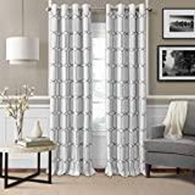 Elrene Home Fashions Room Darkening Grommet Linen Window Curtain Drape Panel, Grey, 52 in x 95 in (W x L) (1