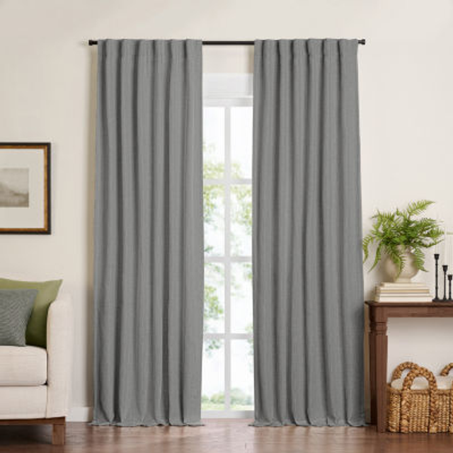 "Elrene Home Fashions Harrow Solid Texture Blackout Single Window Curtain Panel  52""""""""x95""""""""  Dark Gray"