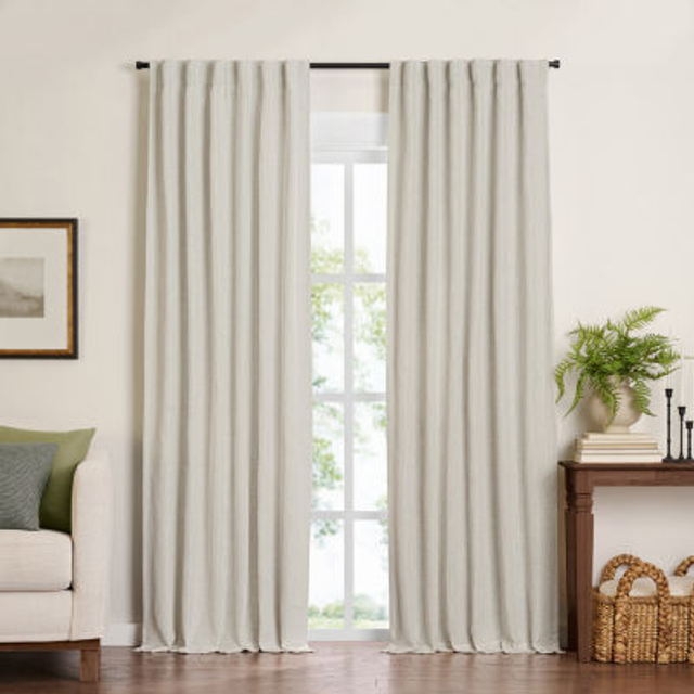 "Elrene Home Fashions Harrow Solid Texture Blackout Single Window Curtain Panel  52""""""""x95""""""""  Linen"