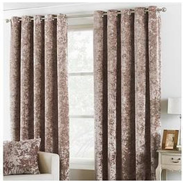 Paoletti Verona Crushed Velvet Ringtop Eyelet Curtains (Pair) Polyester Pewter (117X183Cm), Grey