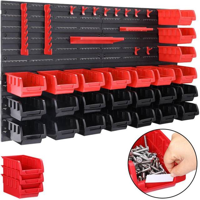 Storage Bin Unit 43Pcs Wall Mounted