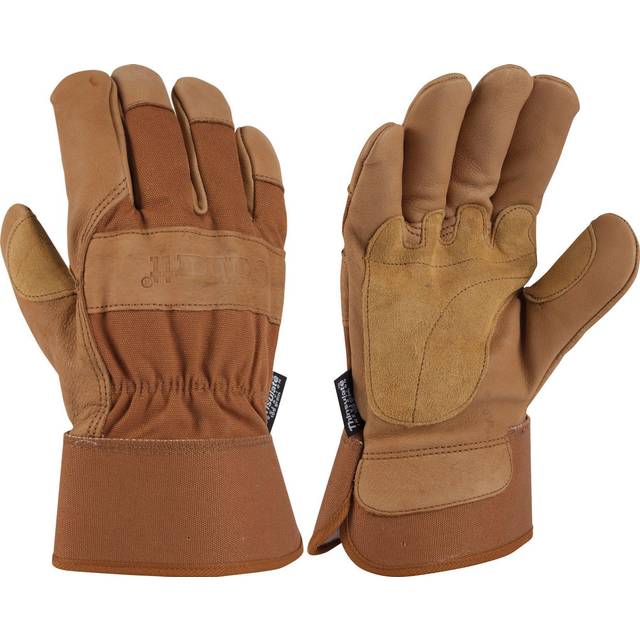 Carhartt Men's Insulated Grain Leather Work Glove with Safety Cuff  Brown  Medium 1 Pair