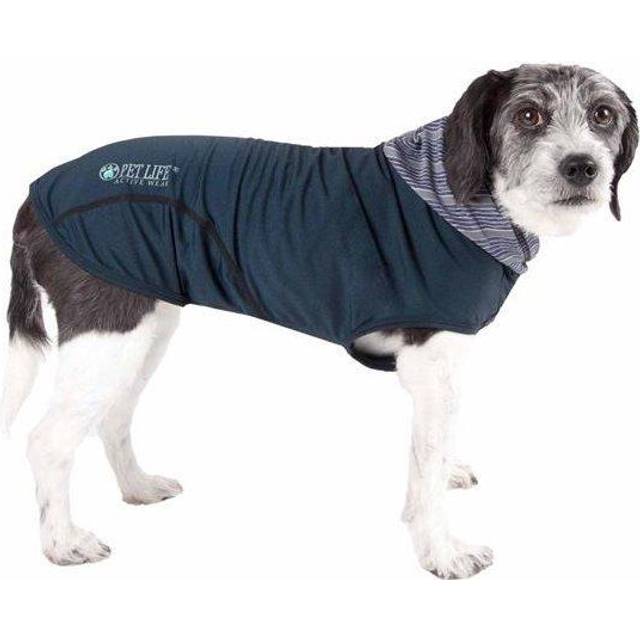 Pet Life HDHL1TLMD Active Pull-Rover Premium 4-Way Stretch Two-Toned Performance Sleeveless Dog T-Shirt Tank Top Hoodie, Teal - Medium