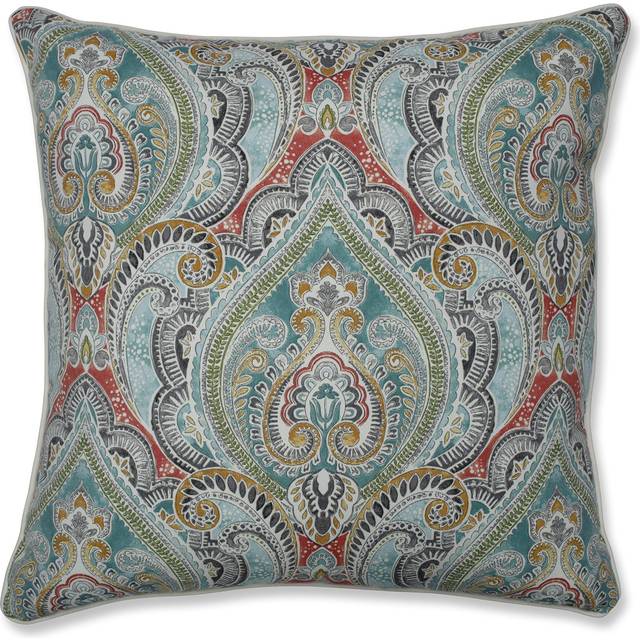 Pillow Perfect Paisley IndoorOutdoor Accent Throw Pillow  Plush Fill  Weather  and Fade Resistant  Floor  25 x 25  BlueMu