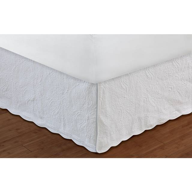 Paisley QuiltedWhiteBed Skirt 18Queen  White