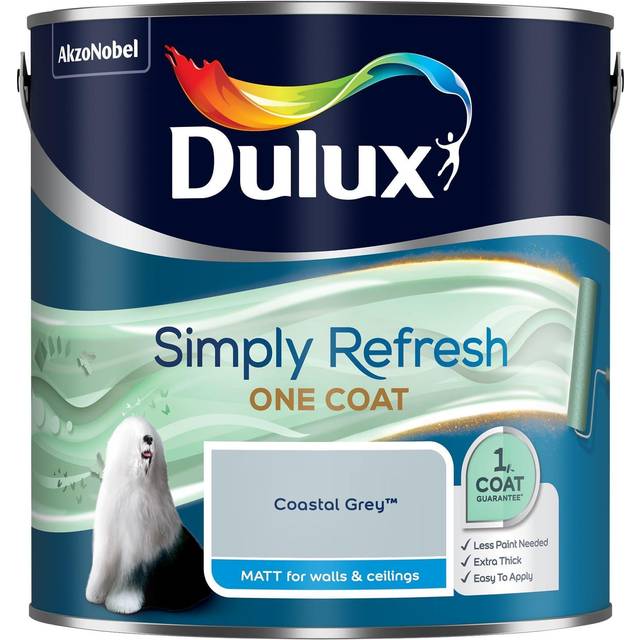 Dulux Simply Refresh One Coat Matt Emulsion Paint - Coastal Grey - 2.5L - Greys