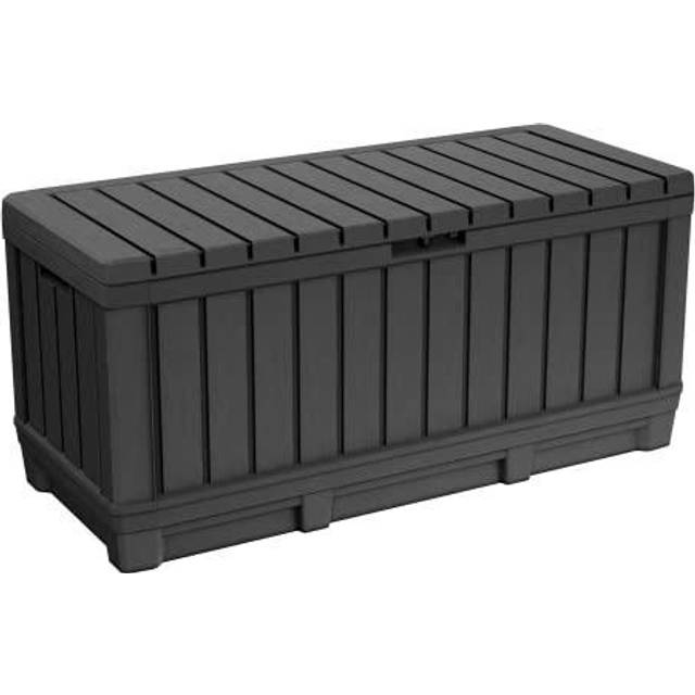 Keter Kentwood 90 Gallon Resin Deck Box-Organization and Storage for Patio Furniture Outdoor Cushions, Throw Pillows, Garden Tools and Pool Toys,
