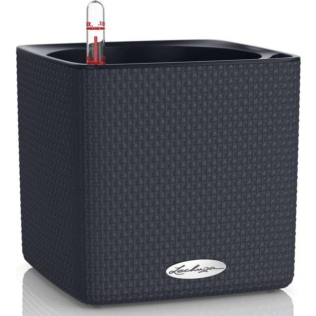 Cube Plastic Self-Watering Plant Pot - Black (16cm H x 17cm W x 17cm D)