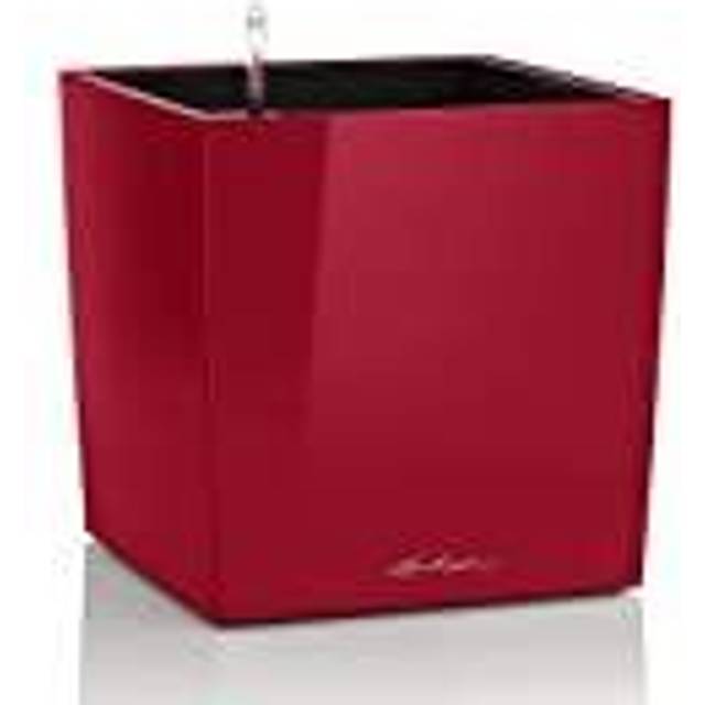 (Scarlet Red, H50 L50 W50) LECHUZA Planter High-gloss Outdoor Standing Planter Flower Pot Box Black/White