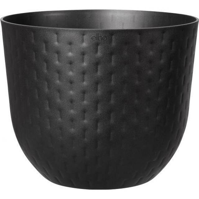 Elho Fuente Grains 47cm Round Plastic Indoor & Outdoor Plant Pot - Onyx Black