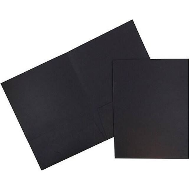JAM PAPER Two Pocket Textured Linen Presentation Folders - Letter Size Business Folder - Black - Bulk 25/Pack