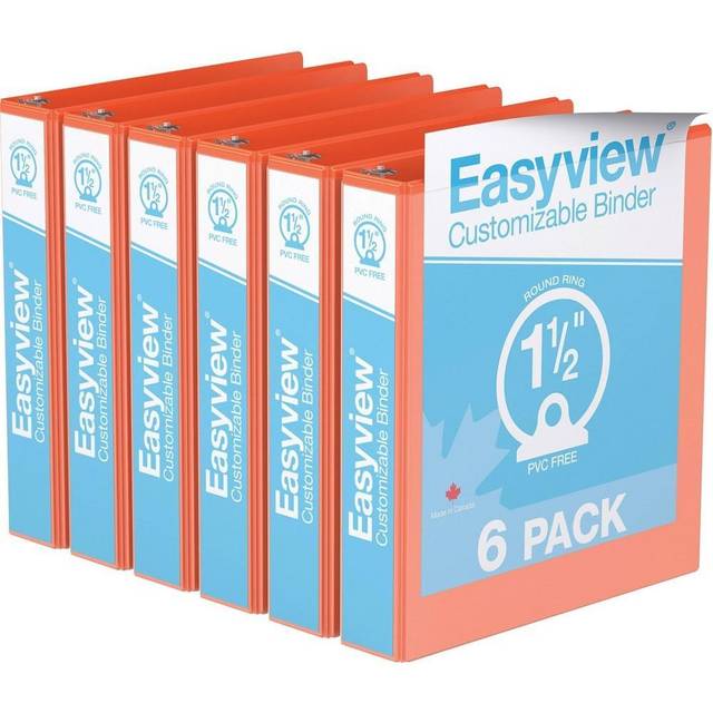 Davis Group 8412-19-06 Easyview Premium, Round Ring, Customizable, View Binder, 6 Pack (Orange, 1.5&apos;)