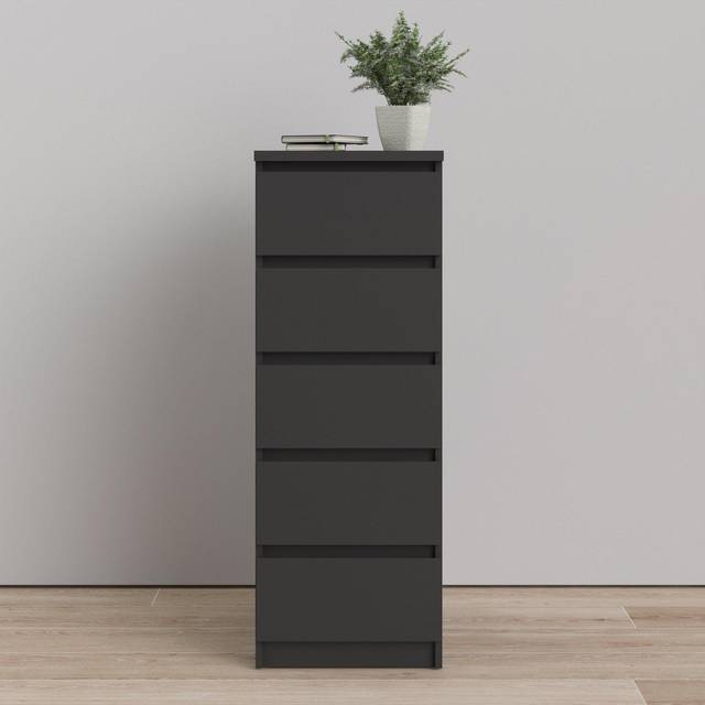 Naia Narrow Chest Of 5 Drawers In Black Matt