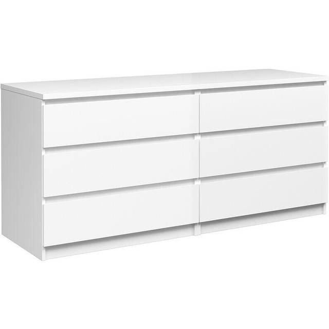 Naia White Gloss 6 Drawer Wide Chest