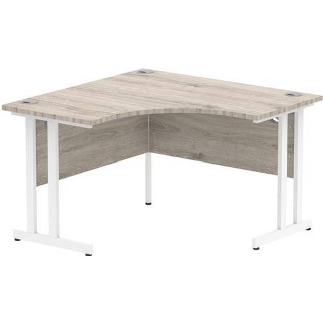 Impulse 1200mm Corner Desk Grey Oak Top White Cantilever Leg