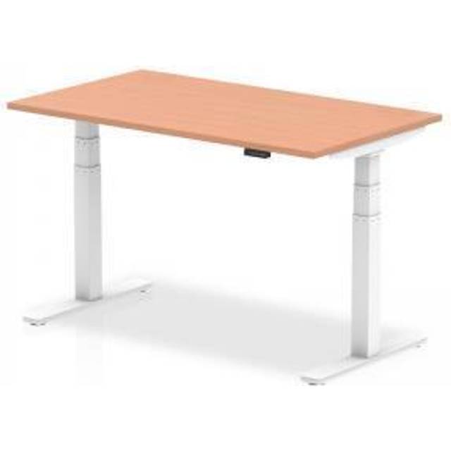 Air 1400/800 Beech Height Adjustable Desk With White Legs - HA01022