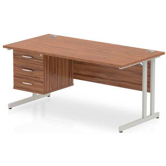 Impulse 1600 Rectangle Silver Cant Leg Desk Walnut 1 x 3 - MI001929
