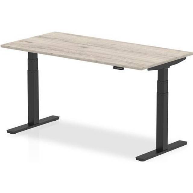 Air 1600 x 800mm Height Adjustable Desk Grey Oak Top Black Leg