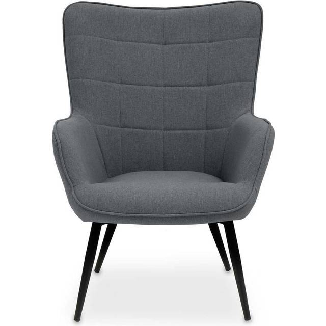 High Back Fabric Armchair with Black Legs, Versatile Durable Armchair, Easy to Maintain Bucket Chair - Grey - One Size
