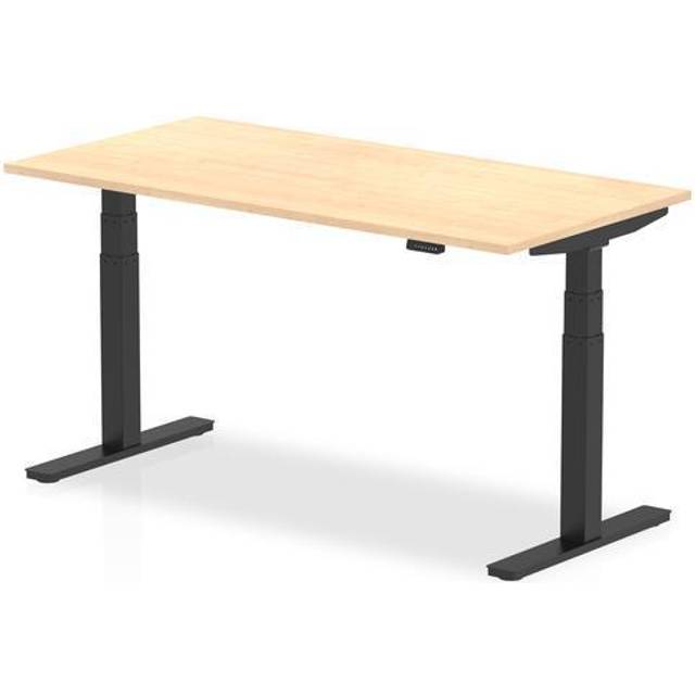 Air 1600 x 800mm Height Adjustable Desk Maple Top Black Leg