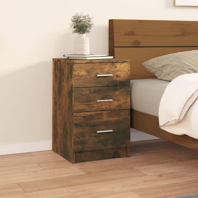 Vidaxl Bed Cabinet Smoked Oak 40X40X63 Cm Engineered Wood, Brown