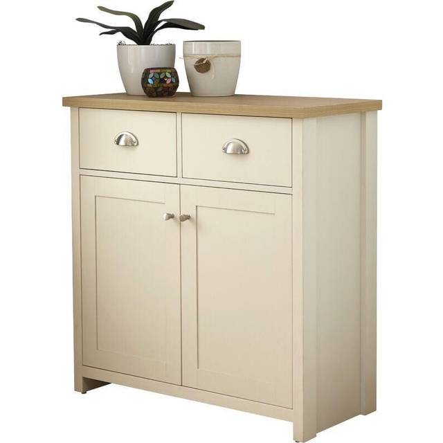 GFW Lancaster 2 Door 2 Drawer Cream Compact Sideboard - 35 x 79 x 81cm