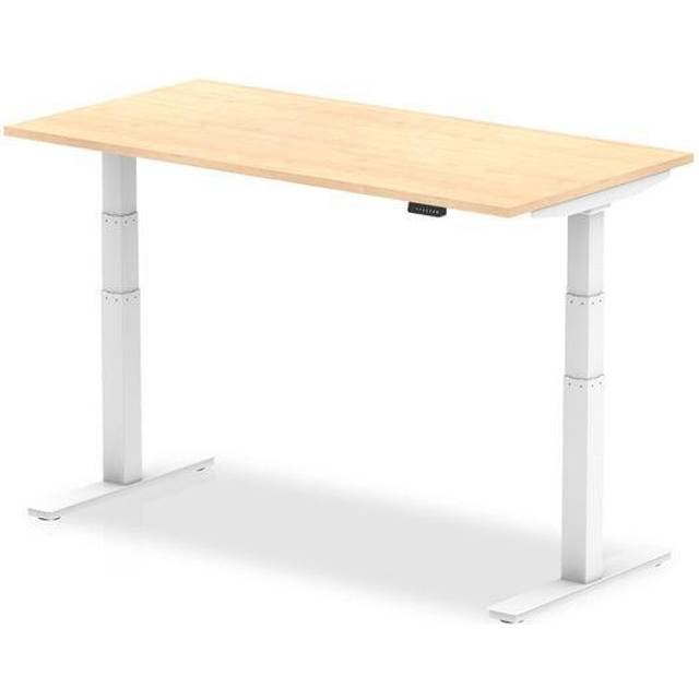 Air 1400/800 Maple Height Adjustable Desk With White Legs - HA01034