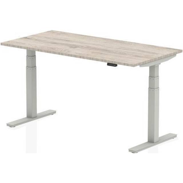 Air 1600 x 800mm Height Adjustable Desk Grey Oak Top Silver Leg