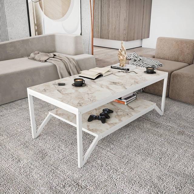 Flora Coffee Table - White Marble Effect