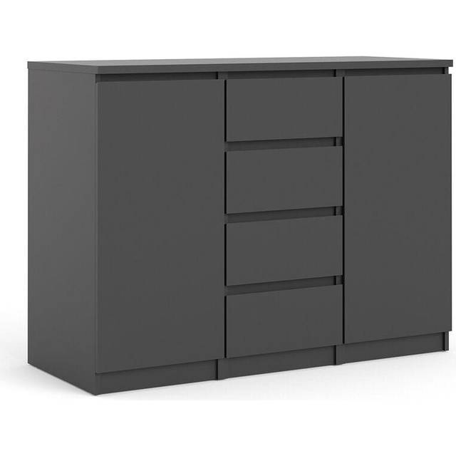 Naia Sideboard 4 Drawers 2 Doors In Black Matt, Black
