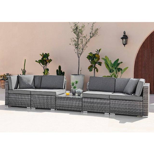 Orlando Rattan Modular 4 Seater Outdoor Patio Corner L Garden Sofa Couch Set - Grey