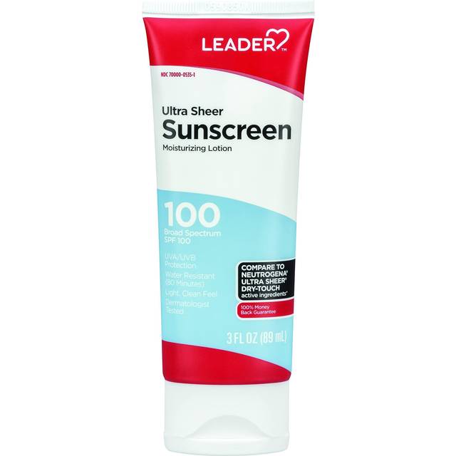 Leader Travel Sunscreen SPF 100+  Ultra Sheer Dry-Touch Water Resistant and Non-Greasy Lotion with Broad Spectrum SPF 100+  3 Fl Oz (2)