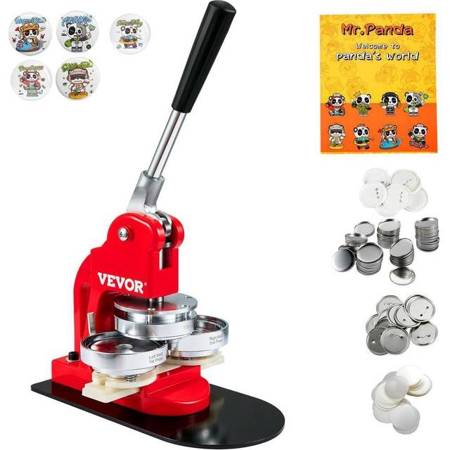 VEVOR Button Maker Machine Badge Pin Machine 1.25" 32MM 500 Free Parts Press Kit