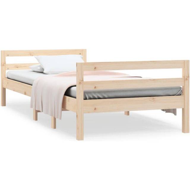 vidaXL Bed Frame without Mattress 90x190 cm Single Solid Wood Pine - Brown