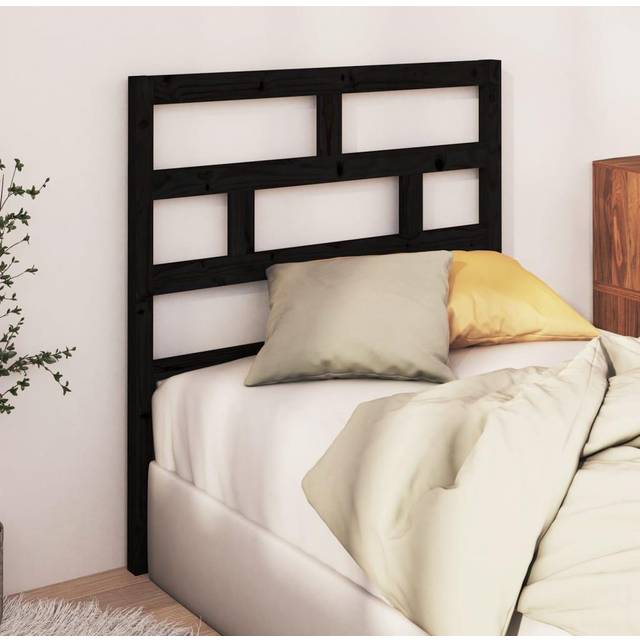 vidaXL Sänggavel svart 81x4x100 cm massiv furu