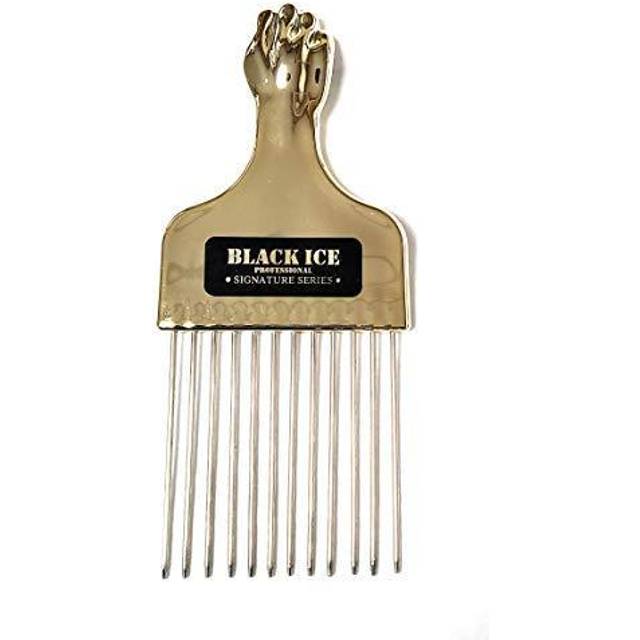 Black Ice  GOLD HANDLE METAL PICK COMB
