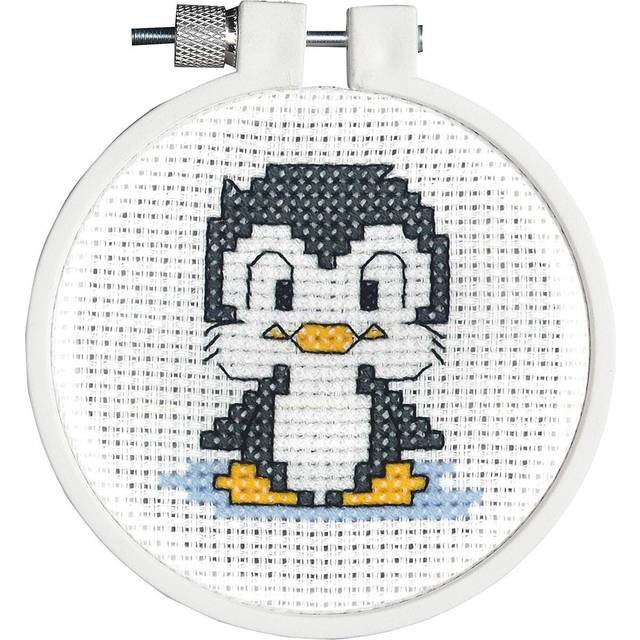 "Janlynn Kid Stitch Mini Counted Cross Stitch Kit 3"" Round-Penguin (11 Count) 21-1756"