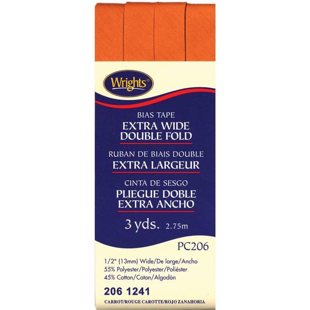Wrights 117-206-1241 Extra Wide Double Fold Bias Tape  Carrot  3-Yard