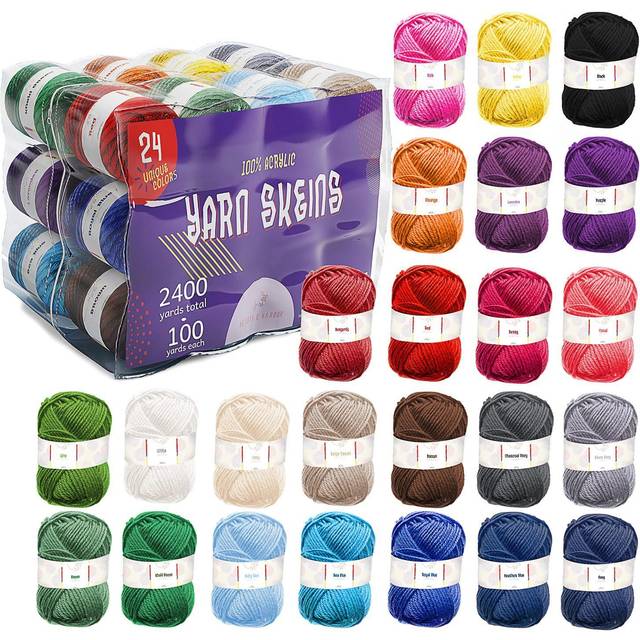 Acrylic Yarn Skeins 12 x 50g - 1200 Yards - Yarn for Crocheting - Soft Crochet Yarn for Knitting and Crafts - Multicolored Crochet Craft Yarn for Adul