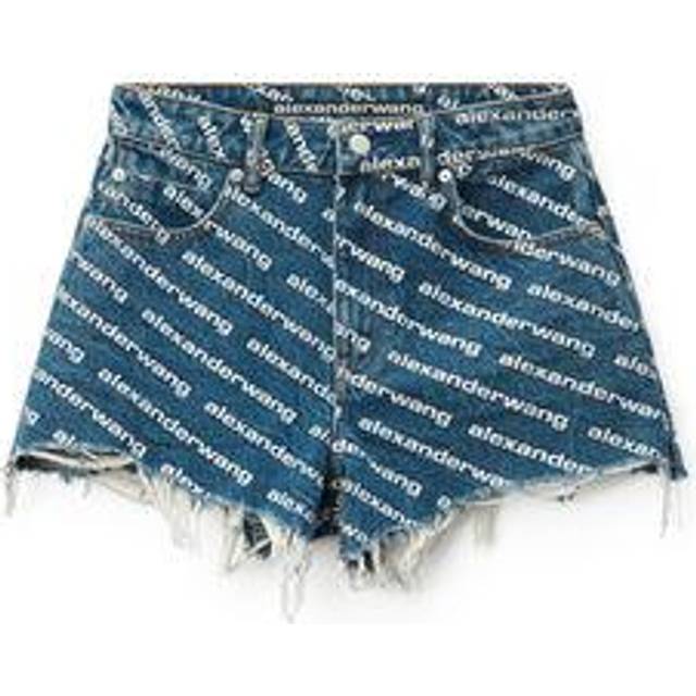 Alexander Wang Blue Bite Logo Denim Shorts - DEEP BLUE/WHITE - WAIST US 29