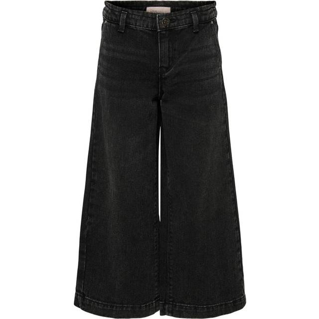 Only Kids Girls Comet Wide Leg Jeans - Black, Black, Size Age: 8 Years - age: 8 YEARS