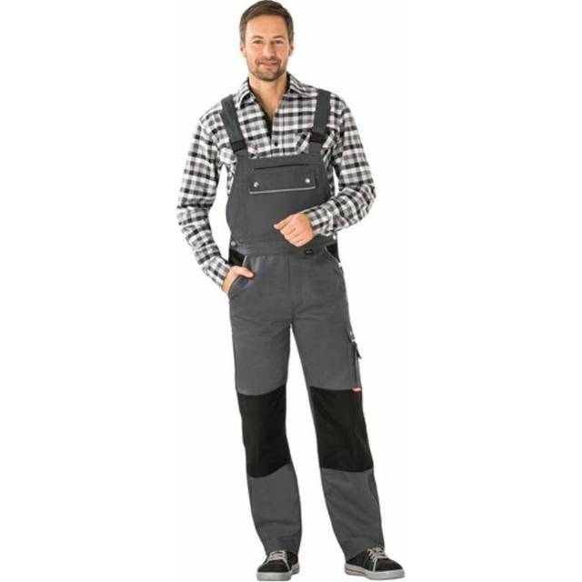 Planam 2133054 storlek 54 "Canvas 320" Dungarees - grå/svart