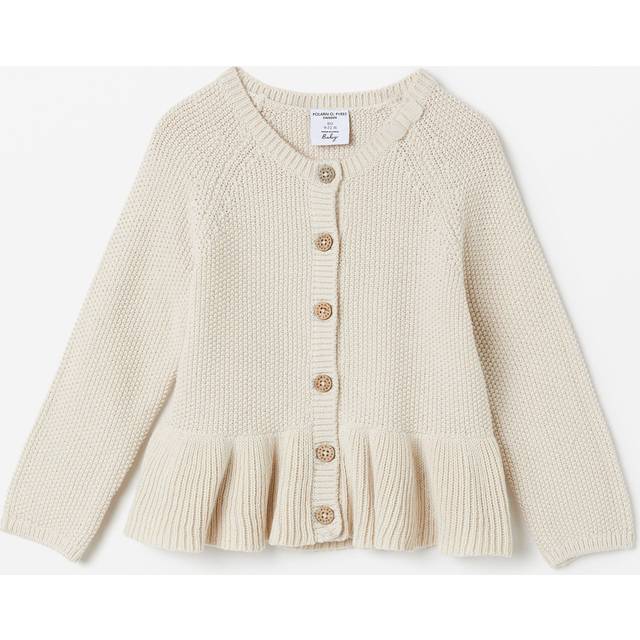 Ruffled Hem Baby Cardigan - Beige - 0-1m x 50