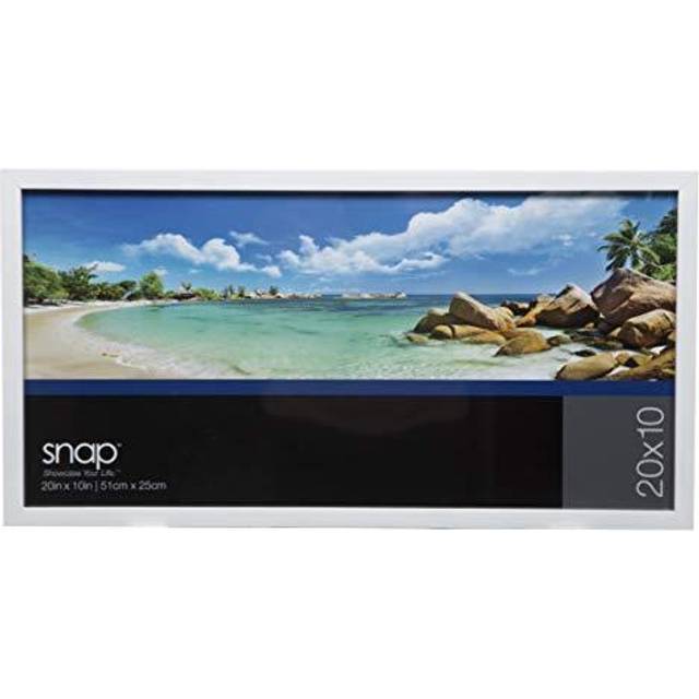 "Snap - 10""""x20"""" White Wood Wall Poster Frame - Wall Mount Display - Perfect Fit for Digital Photos - Versatile Mounting Options - Rectangular Wall Mo"
