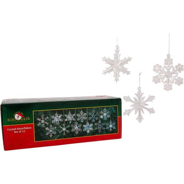"Kurt Adler 2"" Glass Iridescent Snowflake Ornaments, 12-Piece Set"