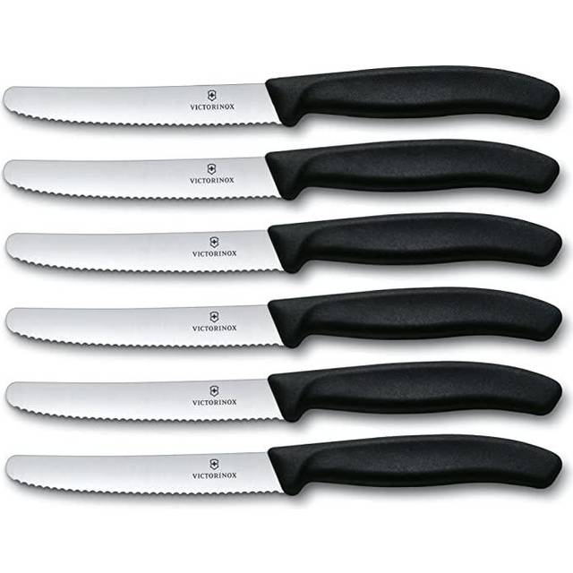 Victorinox Tomato + Table knife set 11cm serrated blade - Black - 6 knife set