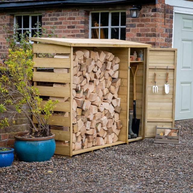6'5 x 2'3 Forest Pent Logstore with Tool Storage (2m x 0.7m)