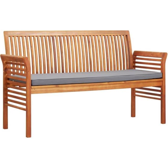 Trädgårdsbänk 3-sits med dyna 150 cm massivt akaciaträ